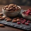 Assorted Mamra Badam And Dried Cranberries On Clean