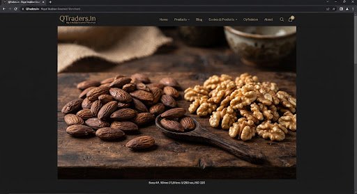 Mamra badam and cracked walnut kernels arranged on rustic dark wood
