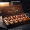 Plump, glossy caramel-toned Medjool jumbo dates arranged in an imperial carved mahogany box with royal gold foil lettering, glistening under warm desert glow