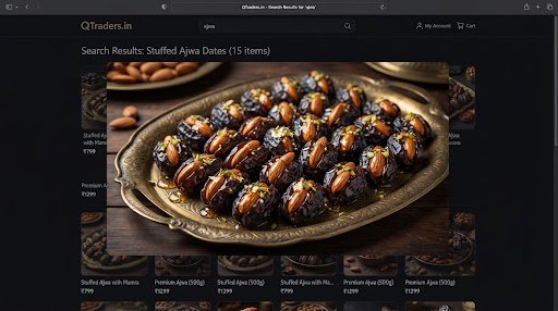 Stuffed gourmet Ajwa dates stuffed with whole Iranian Mamra almonds glazed with golden honey, on an authentic vintage brass tray
